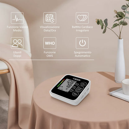 CAZON Misuratore di Pressione Sanguigna, Digitale Automatico da Braccio per uso domestico Misuratore di frequenza cardiaca