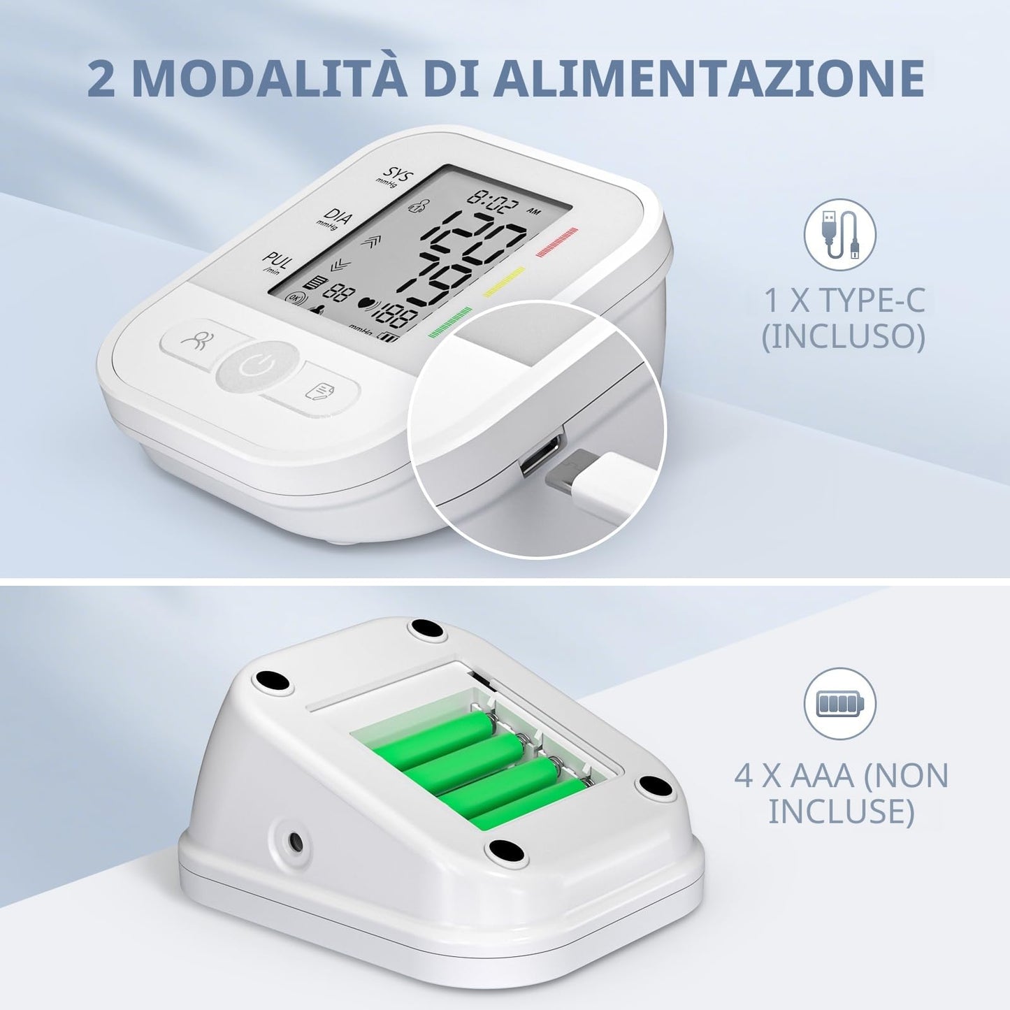 NWOUIIAY Misuratore Pressione da Braccio, Misuratore di Pressione Con Schermo LCD, Macchinetta Pressione Digitale Bracciale Regolabile 22-42 cm, Rilevazione Aritmia, 2 Utenti × 99 Memorie