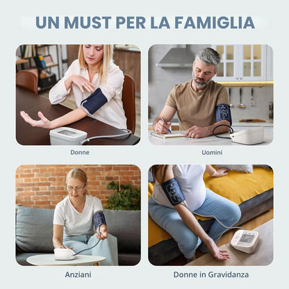NWOUIIAY Misuratore Pressione da Braccio, Misuratore di Pressione Con Schermo LCD, Macchinetta Pressione Digitale Bracciale Regolabile 22-42 cm, Rilevazione Aritmia, 2 Utenti × 99 Memorie