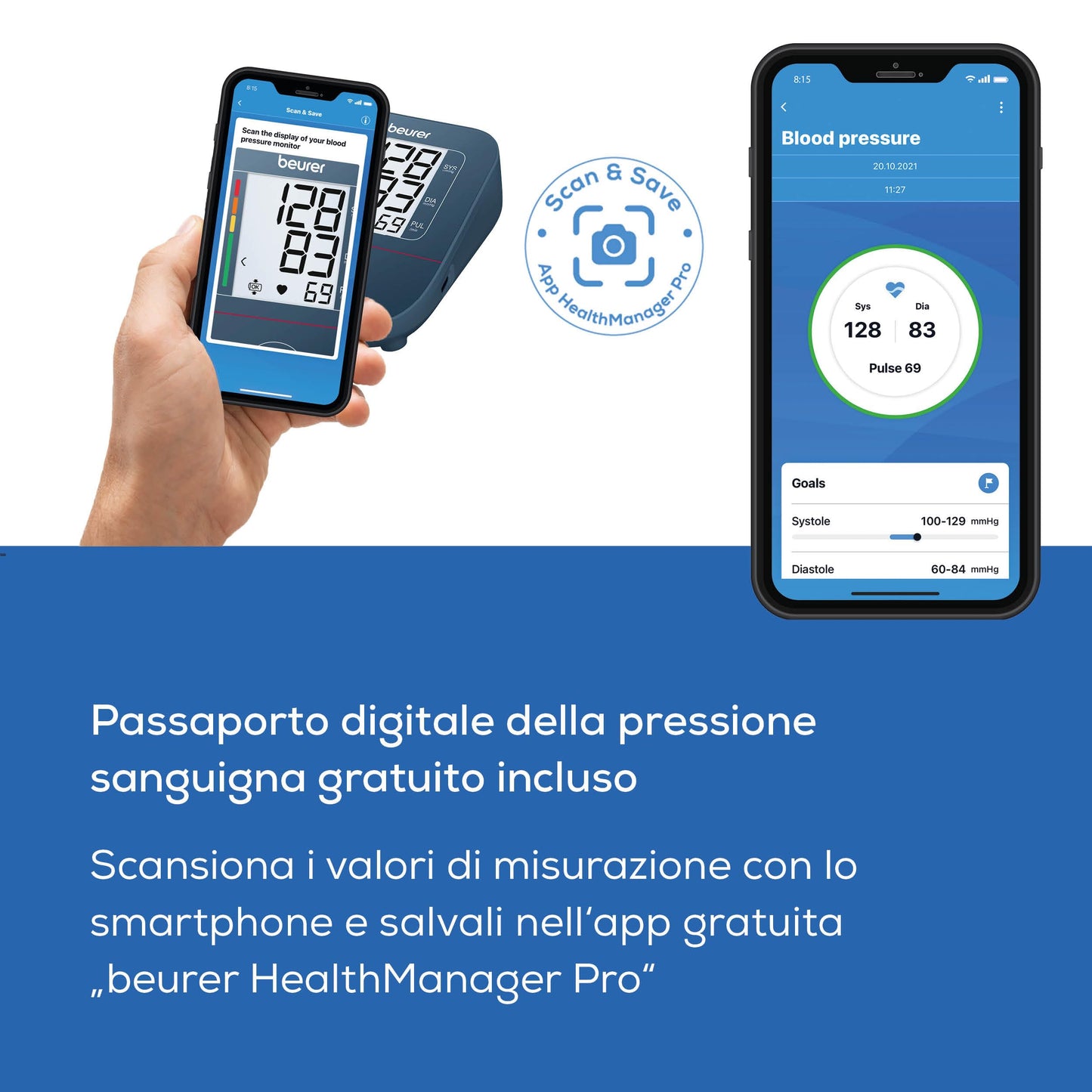 Beurer BM 25 misuratore di pressione da braccio, funzionamento semplice con un pulsante, misurazione precisa, rilevamento aritmie, porta USB-C, polsino 22-42 cm, trasferimento dati a Apple Health