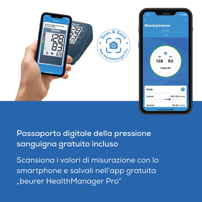 Beurer BM 25 misuratore di pressione da braccio, funzionamento semplice con un pulsante, misurazione precisa, rilevamento aritmie, porta USB-C, polsino 22-42 cm, trasferimento dati a Apple Health