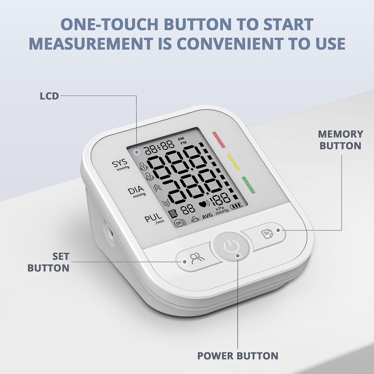 NWOUIIAY Misuratore Pressione da Braccio, Misuratore di Pressione Con Schermo LCD, Macchinetta Pressione Digitale Bracciale Regolabile 22-42 cm, Rilevazione Aritmia, 2 Utenti × 99 Memorie