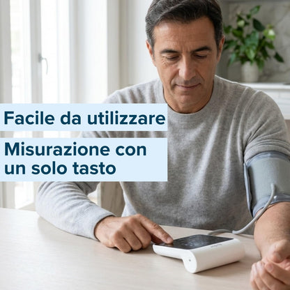 Misuratore Pressione da Braccio, Clinicamente Validato, Facile da usare, con App per Salvataggio Dati e monitoraggio Pressione Arteriosa e Frequenza Cardiaca BYDOC