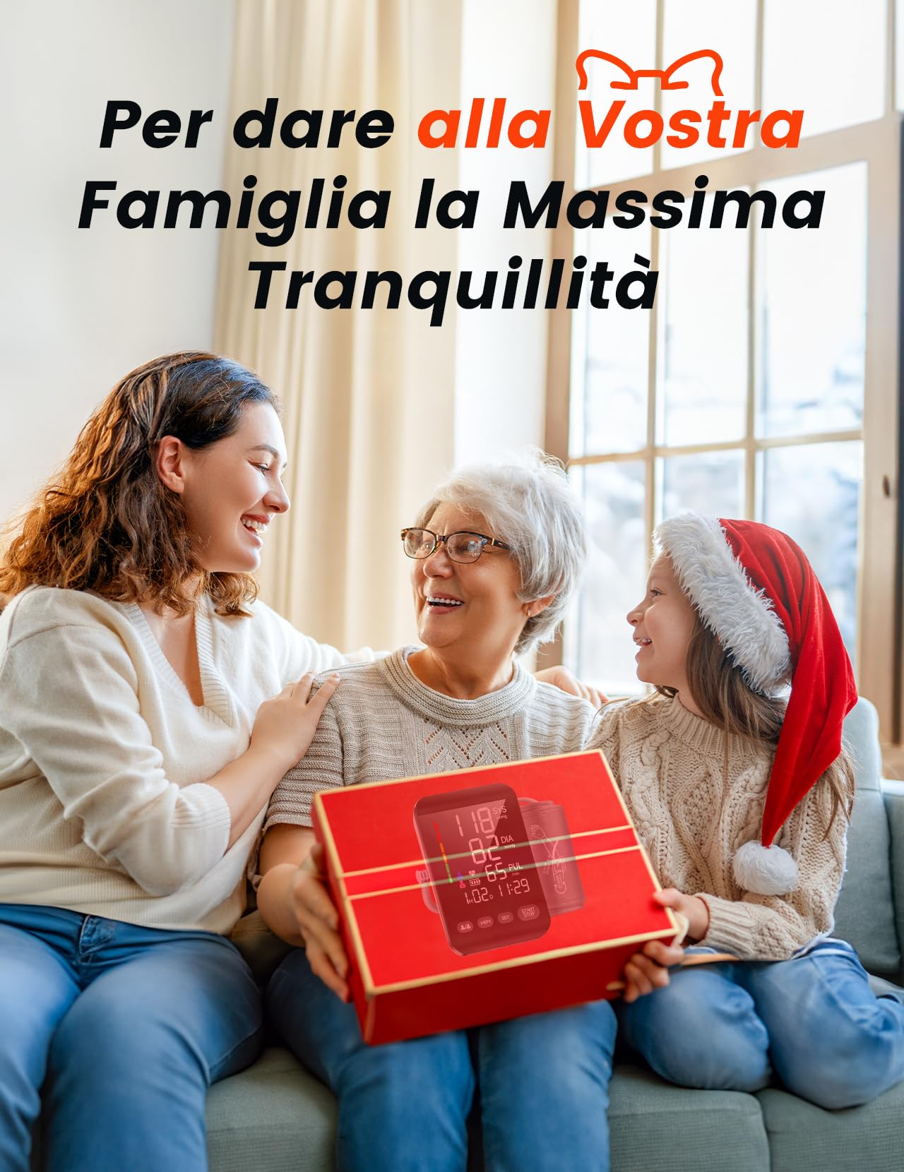 Misuratore di Pressione, Misuratore Pressione da Braccio Con schermo Retroilluminato a LED ad alta Risoluzione, per Circonferenza del Braccio da 22 a 42 CM, Memorizzazione di due Utenti 2 x 199