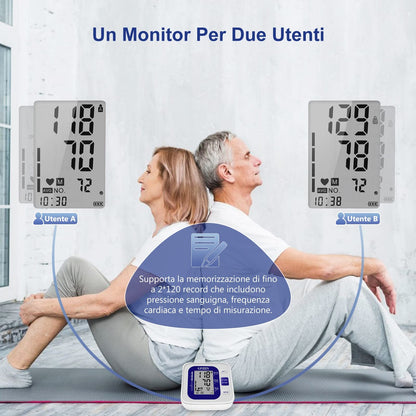 Gpzon B26 Misuratore di Pressione Braccio bracciale Macchina per polsini BP, Accurato kit automatico per alta pressione sanguigna, Bianco/Blu, Con polsino largo 22-40 cm